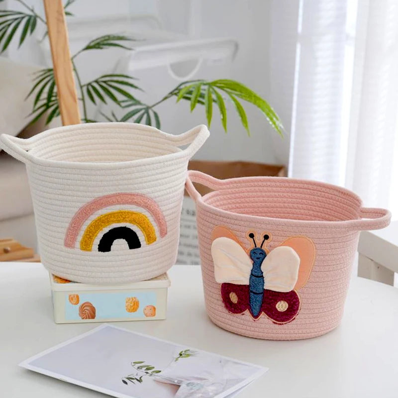 Cestas de Armazenamento em Algodão Bordado