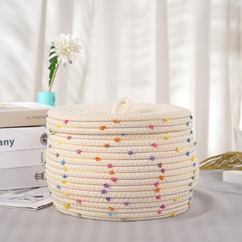 Cesta de Armazenamento de Algodão com Design Circular