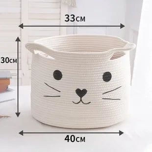Cesta De Lavanderia De Corda De Algodão Tecida À Mão, Cesta De Armazenamento De Dobramento, Moldura De Roupa Suja, Agregado Familiar