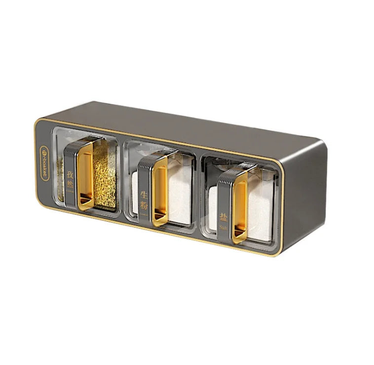 Conjunto de caixa de tempero de parede rack de especiarias açucareiro sal shaker tempero recipiente caixas de especiarias com colheres organizador de cozinha