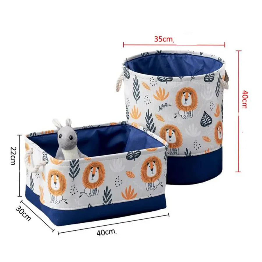 Cesta Infantil Dobrável com Estampa de Leão