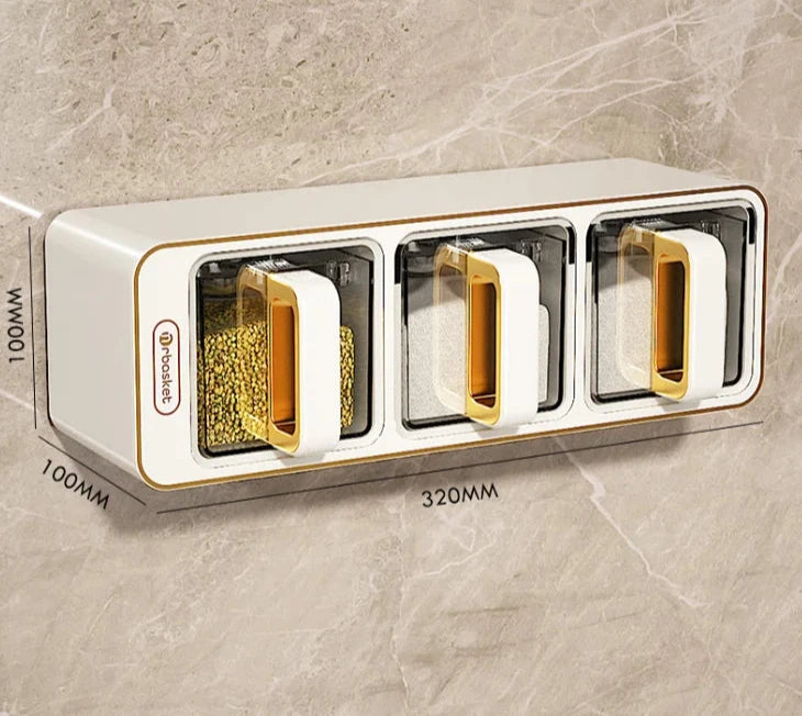 Conjunto de caixa de tempero de parede rack de especiarias açucareiro sal shaker tempero recipiente caixas de especiarias com colheres organizador de cozinha