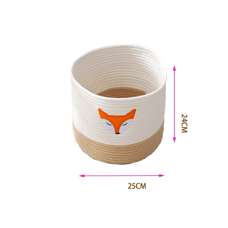 Cesto Organizador de Algodão com Design de Raposa