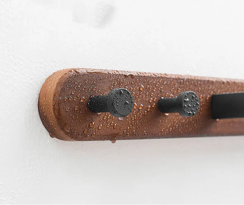 Barra de Toalha Rústica de Madeira Queimada com Gancho