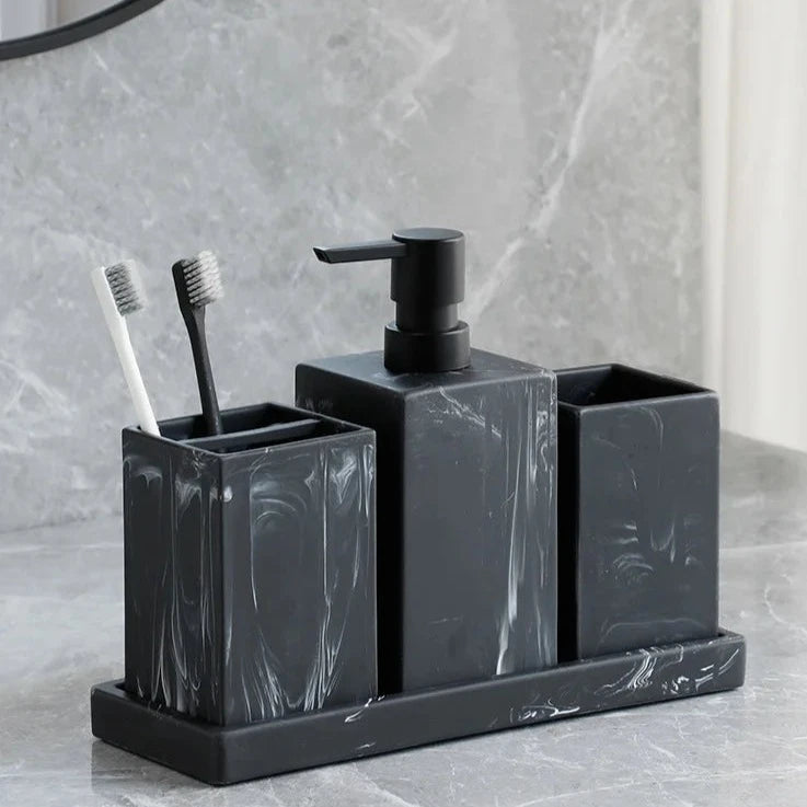 Kit Banheiro Marmorizado - 4 Peças