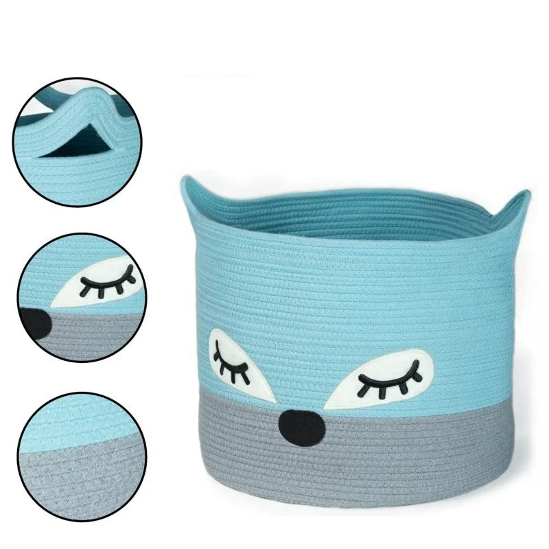 Cesta de Algodão Premium com Design de Raposa