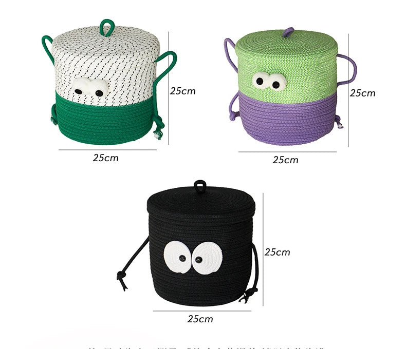 Cesta Organizadora de Algodão com Design Divertido
