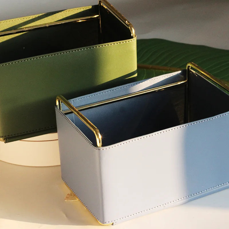 Cesto de Armazenamento de Couro