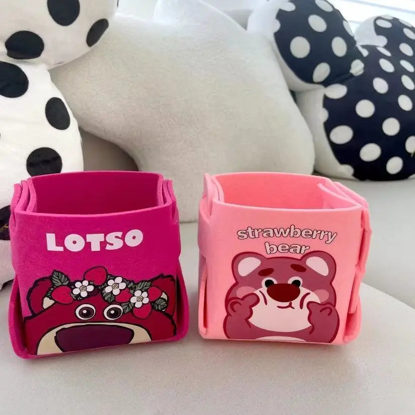 Disney Pooh Feltro Desktop Storage Box, Titular Pen bonito dos desenhos animados, Animação Periférica, Creative Kawaii, Lotso, Stellalou, Linabell