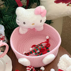 Japonês kawaii olá kitty cesta de armazenamento bonito harajuku charme cosméticos brinquedos caixa de armazenamento decoração do quarto presente aniversário rosa