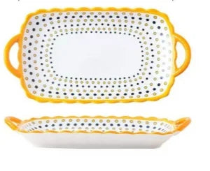 Prato de Cerâmica Nórdico com Alças Duplas