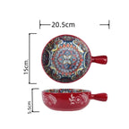 Saladeira de Cerâmica com Padrão Artesanal e Alça