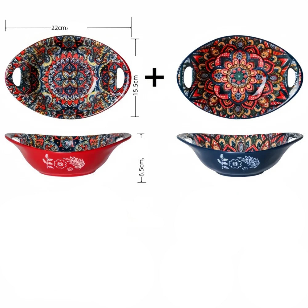 Tigela de Cerâmica Boêmia com Alças - Conjunto 2 Peças
