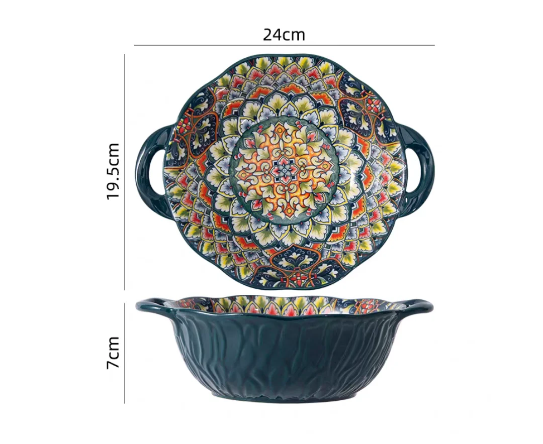 Tigela Boêmia de Cerâmica com Alça para Sopa e Saladas