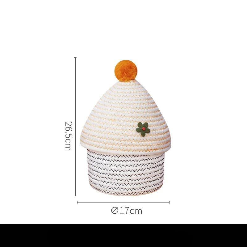 Cesta multiuso do armazenamento do Desktop do estilo nórdico com tampa, ideal para a organização do quarto, cestas do armazenamento, armazenamento do brinquedo