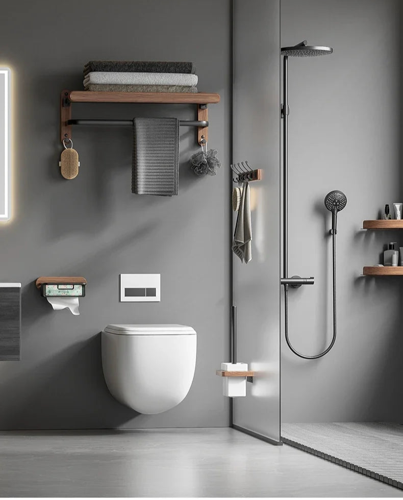 Organizador de Banheiro Sem Perfuração - Prateleira e Porta-Toalhas