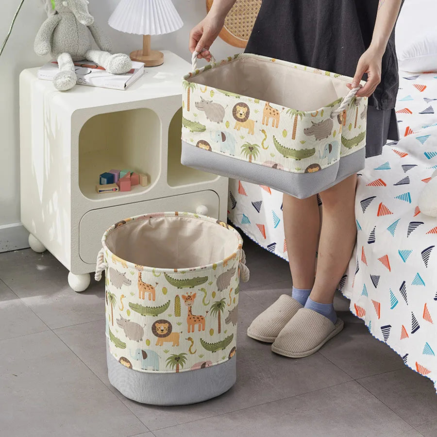 Cesta  Infantil Dobrável com Estampa de Leão