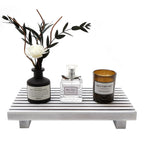 Organizador de balcão de banheiro, expositor de madeira, suporte para pedesta, bandeja de bancada de cozinha, fazenda, prato riser de madeira, dispensador de sabão