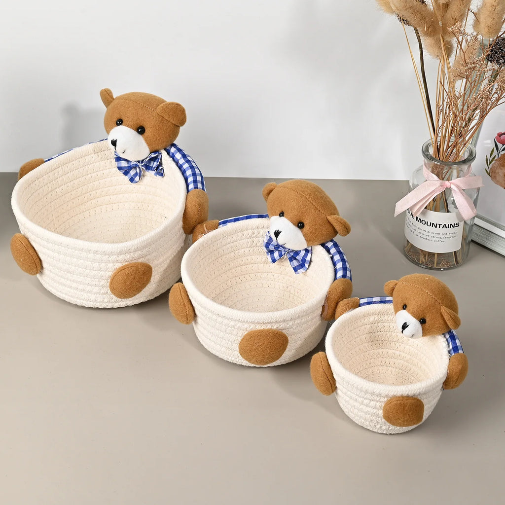 Cestas de Armazenamento Kawaii com Ursinho - Organização e Charme