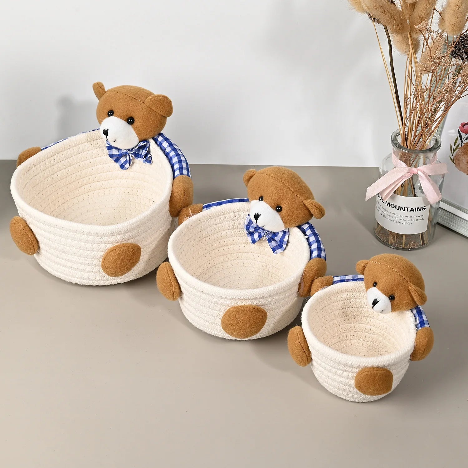 Cestas de Armazenamento Kawaii com Ursinho - Organização e Charme
