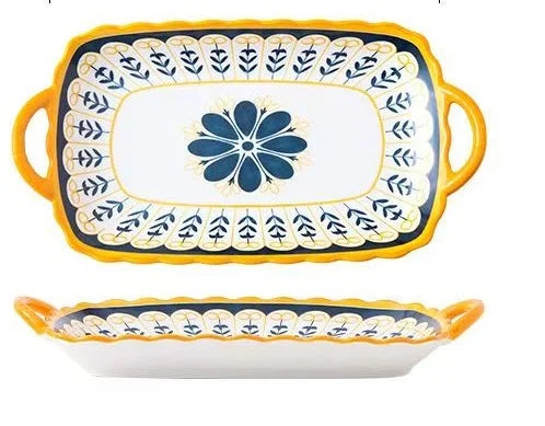 Prato de Cerâmica Nórdico com Alças Duplas