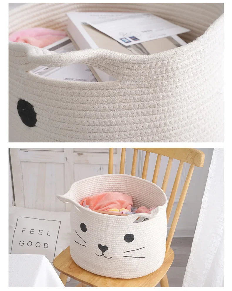 Cesta de Algodão Tecida à Mão para Organização Elegante