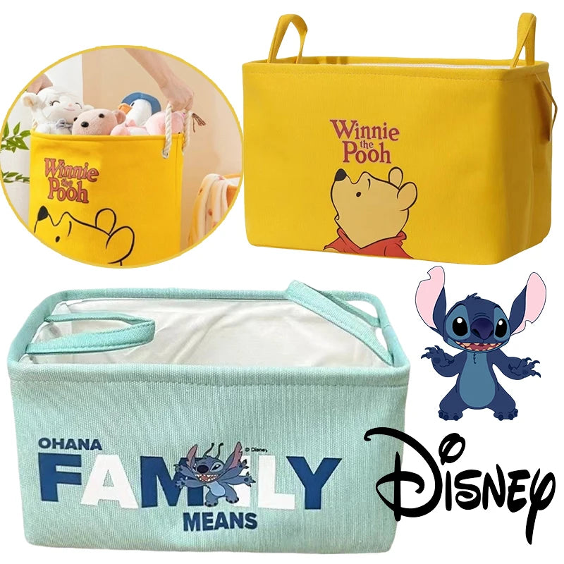 Disney-Winnie Stitch Cesta De Armazenamento De Roupas, Saco De Armazenamento Dobrável, Punho De Anime Dos Desenhos Animados, Caixa De Diversos De Lona, Organizador De Casa