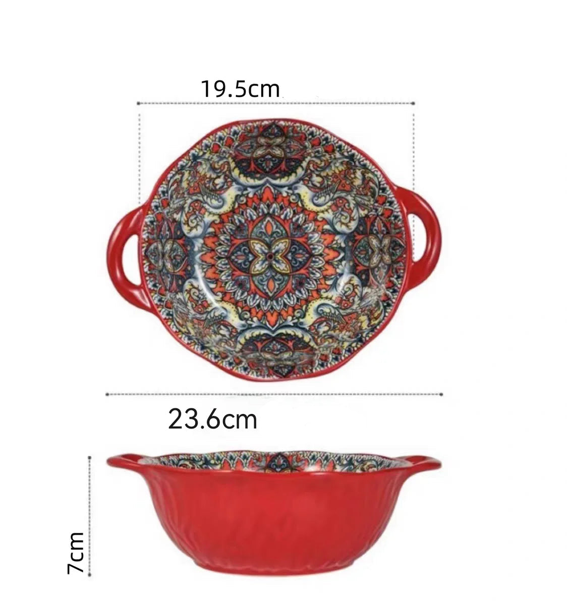 Tigela Boêmia de Cerâmica com Alça para Sopa e Saladas