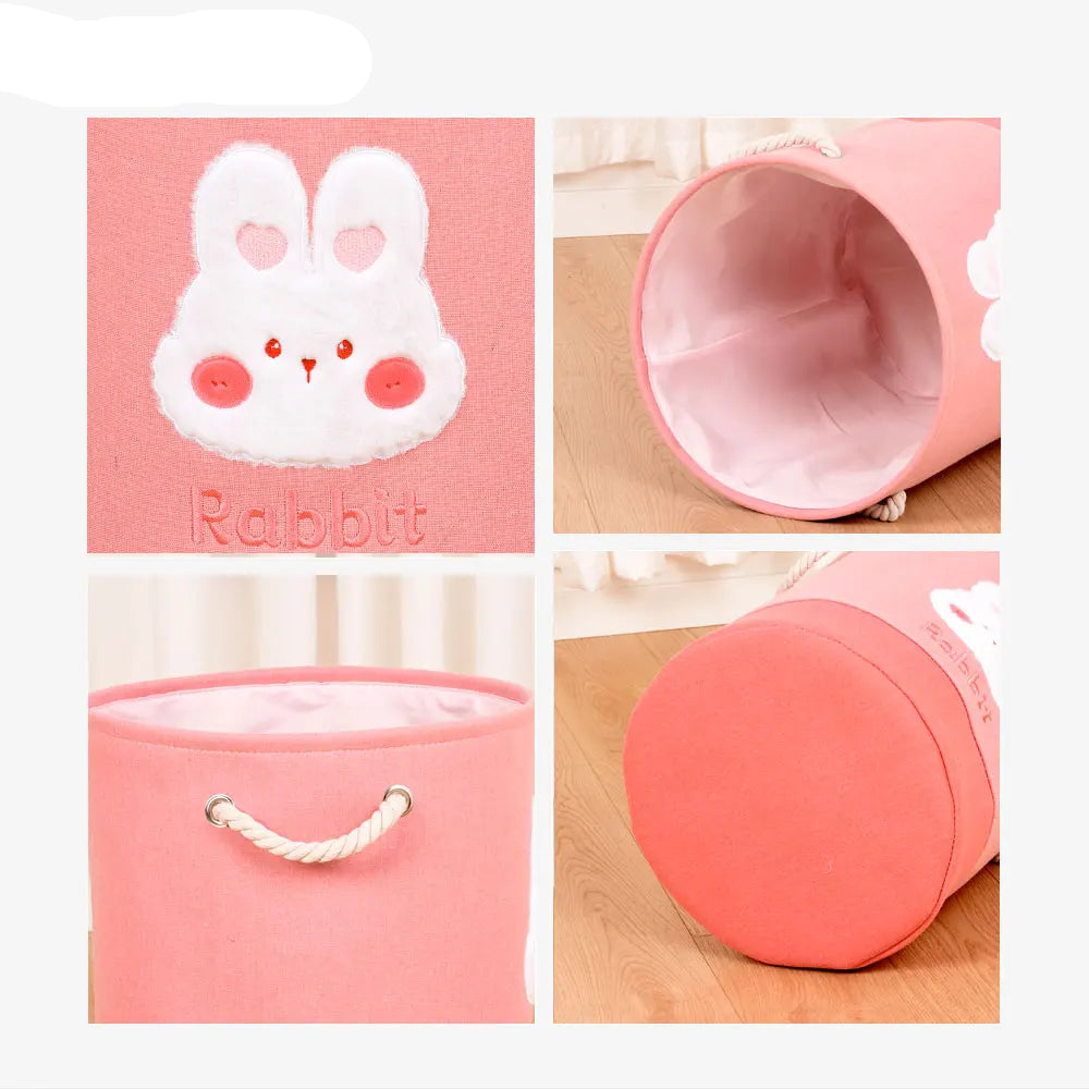 Cesto  Rosa com Design de Coelho - Grande Capacidade e Charme