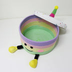 Cesta de Armazenamento Infantil em Algodão com Design de Bolo Divertido