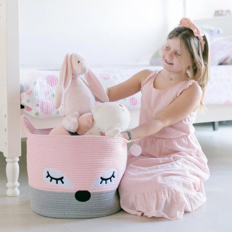 Cesta de Algodão Premium com Design de Raposa