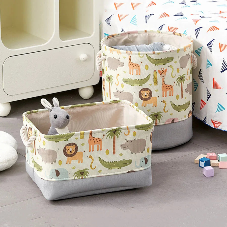 Cesta  Infantil Dobrável com Estampa de Leão