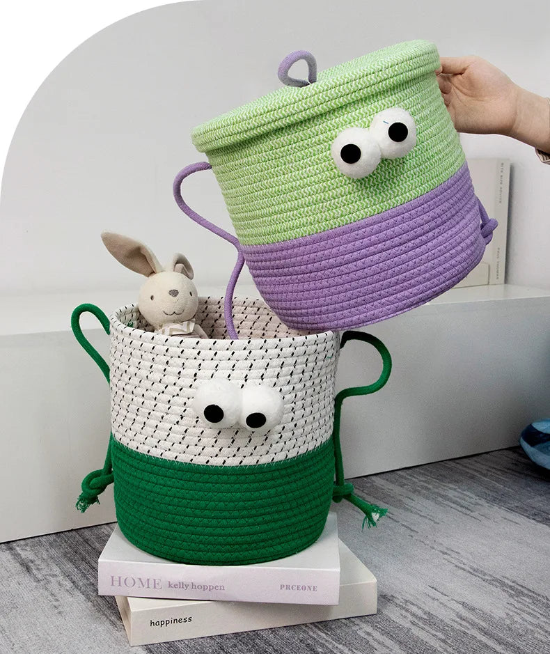 Cesta Organizadora de Algodão com Design Divertido
