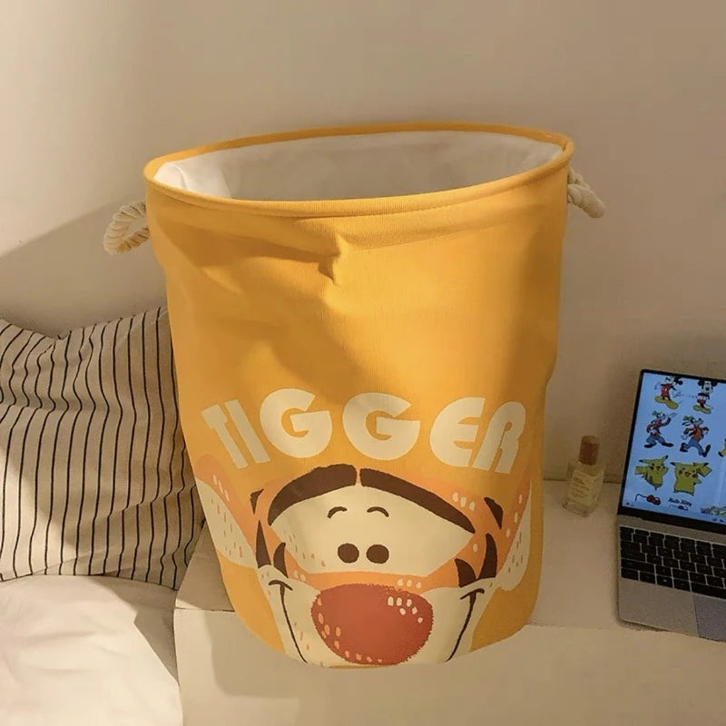 Disney-Large Capacity Foldable Storage Bucket, Winnie the Pooh, Pato Donald, Tigrão, Desenhos animados, Bonito, Casa, Quarto, Roupa suja, Brinquedo, Novo
