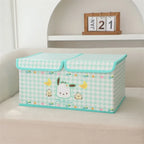 Kawaii sanrio olá kitty minha melodia kuromi caixa de armazenamento dobrável grade dupla caixa de armazenamento grande capacidade crianças brinquedo caixa de armazenamento