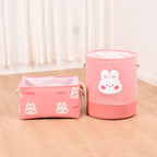 Cesto  Rosa com Design de Coelho - Grande Capacidade e Charme