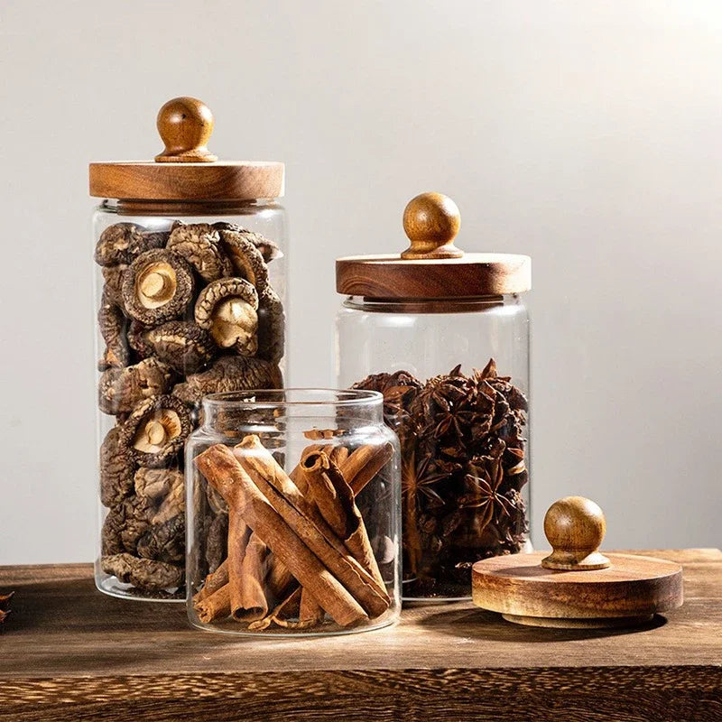 Pote Hermético com Tampa de Madeira