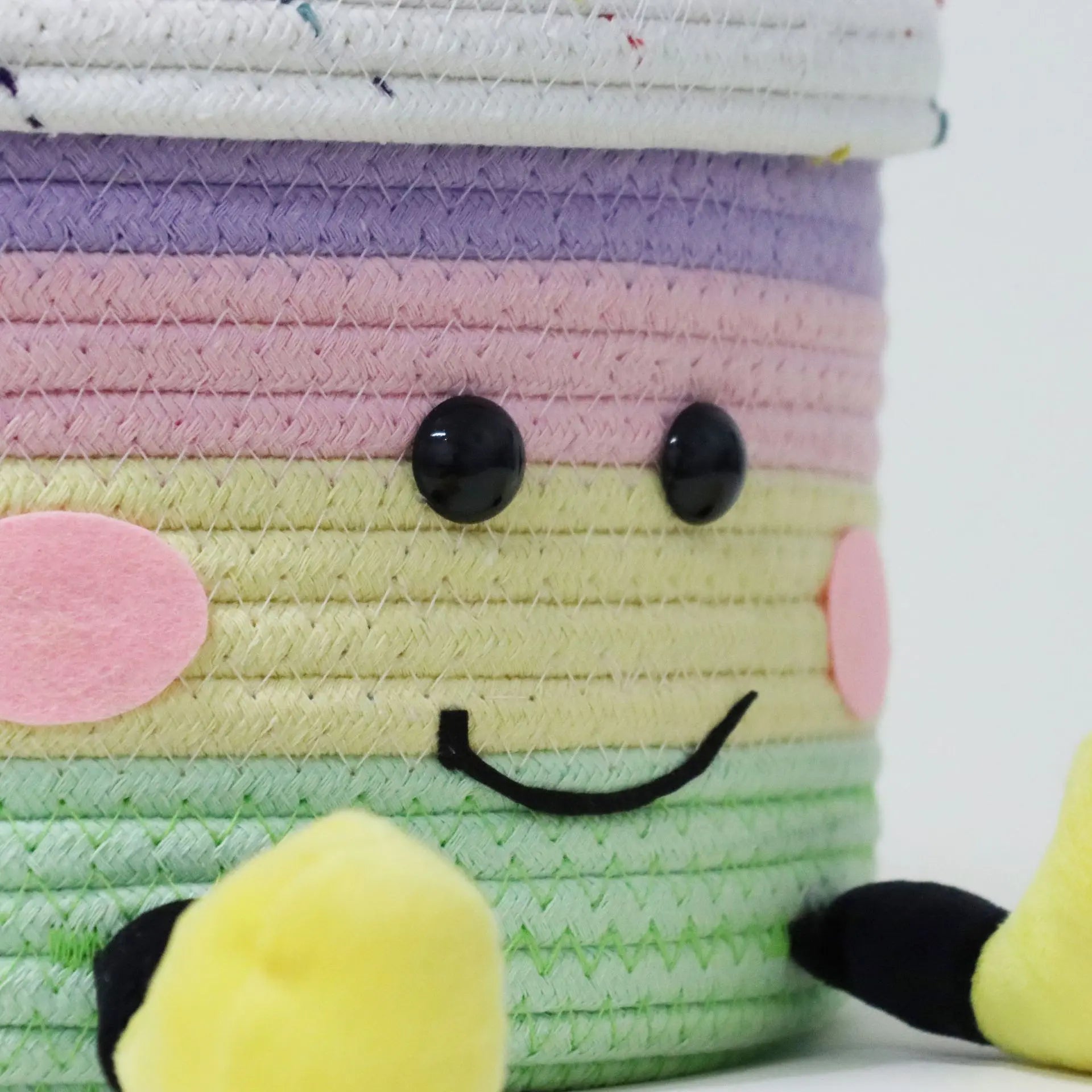 Cesta de Armazenamento Infantil em Algodão com Design de Bolo Divertido