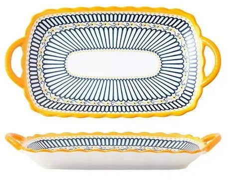 Prato de Cerâmica Nórdico com Alças Duplas