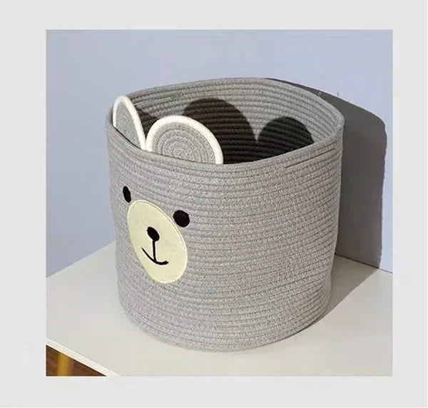 Cesta Organizadora de Algodão com Urso para Crianças