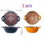 Tigela Boêmia de Cerâmica com Alça para Sopa e Saladas