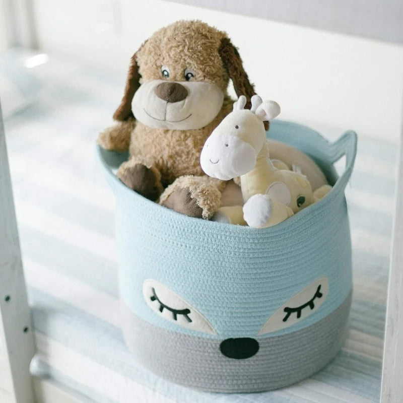 Cesta de Algodão Premium com Design de Raposa