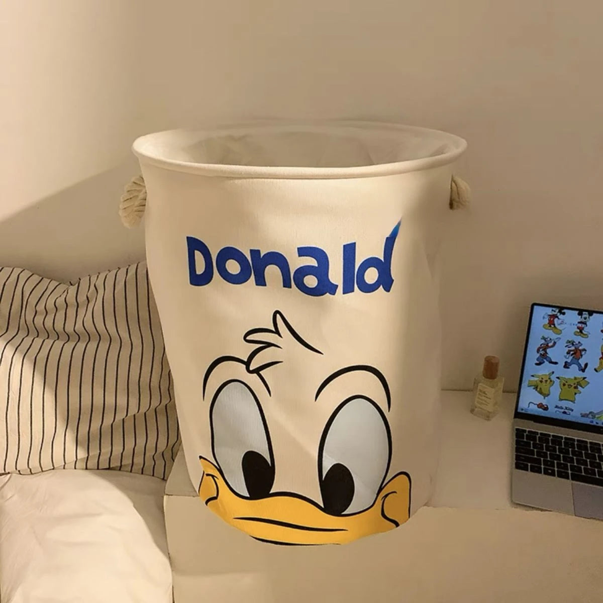 Disney-Large Capacity Foldable Storage Bucket, Winnie the Pooh, Pato Donald, Tigrão, Desenhos animados, Bonito, Casa, Quarto, Roupa suja, Brinquedo, Novo